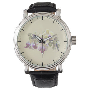 Blek Gult och Magenta Phalaenopsis Orchids Armbandsur