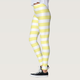 Blek - gult- och vitrandar leggings