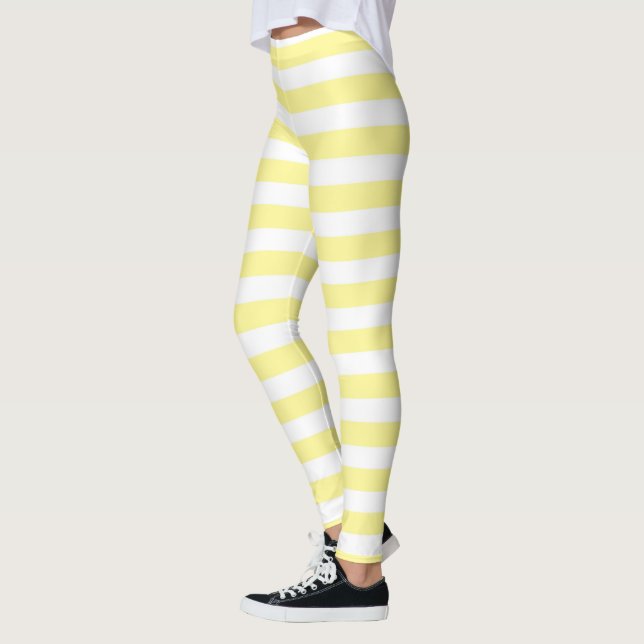 Blek - gult- och vitrandar leggings (Vänster)