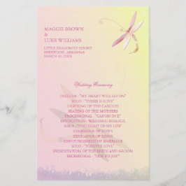 Blek Gult & Rosa Dragonfly Bröllopsprogram