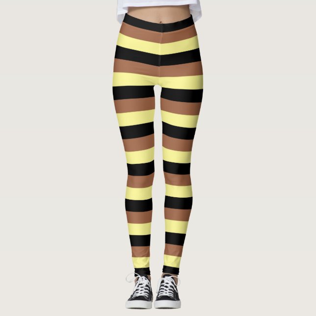 Blek Gult, Svarta och bruna Rand Leggings (Framsida)