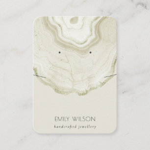 Blek Ivory Guld Agate Necklace Earring Visning Visitkort
