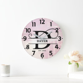 Blek Lavender Distress D Monogram Stor Klocka