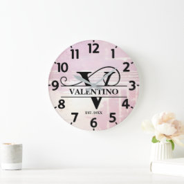 Blek Lavender Distress V Monogram Stor Klocka