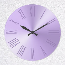 Blek Lavender Lila Ombre Foil Roman Numerals Stor Klocka