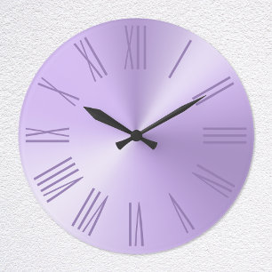 Blek Lavender Lila Ombre Foil Roman Numerals Stor Klocka