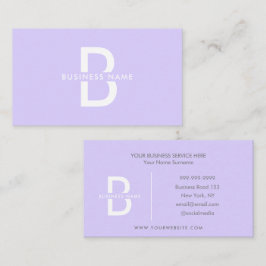 Blek Lavender Monogram Modern Professionell Visitkort