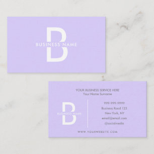 Blek Lavender Monogram Modern Professionell Visitkort