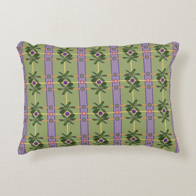 Blek Lavender Rand med Gröntar accent Pillow Prydnadskudde (Framsidan)