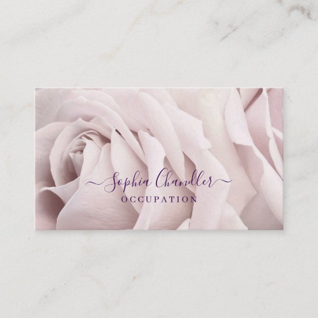 Blek Lavender Ro, Deep Lila Text, Classy Visitkort (Framsida)