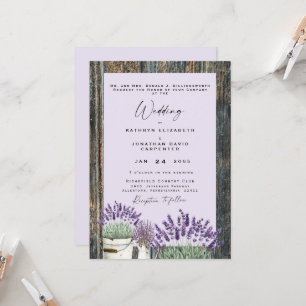 Blek Lavender Rustic Wood Bröllop Inbjudningar