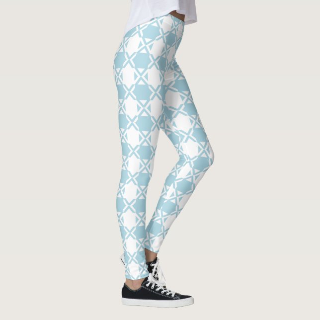 Blek Light Baby blue & White Pastel Gingham Xs Leggings (Höger)
