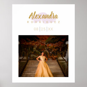 Blek Lila & Guld Photo Quinceanera Poster