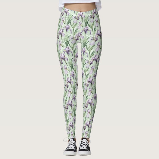 Blek Lila Iris Allt-over-Print Leggings (Framsida)