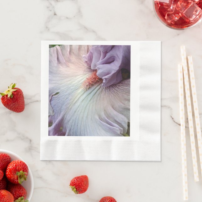 Blek Lila Iris Blommigt Napkins Pappersservett (Insitu)