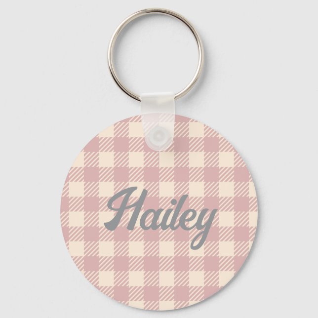 blek lila lilac lanvander gingham checkad plaid nyckelring (Framsida)