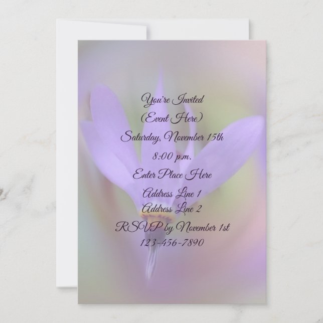 Blek Lila Lily Flower Party Inbjudningar (Framsida)