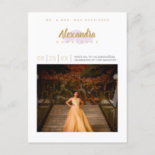 Blek Lila och Guld Photo Quinceanera Inbjudan Vykort