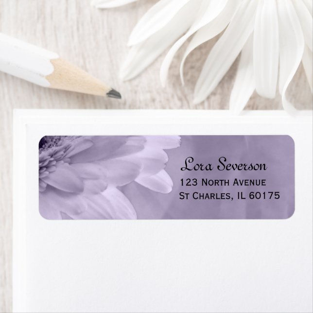 Blek Lila Returadress för tonad Daisy Returadress Etikett (Insitu)