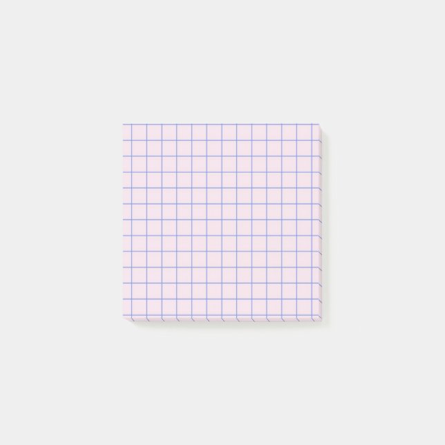 Blek Lilac Checkated Mönster Soft Grid Design Post-it Block (Framsida)