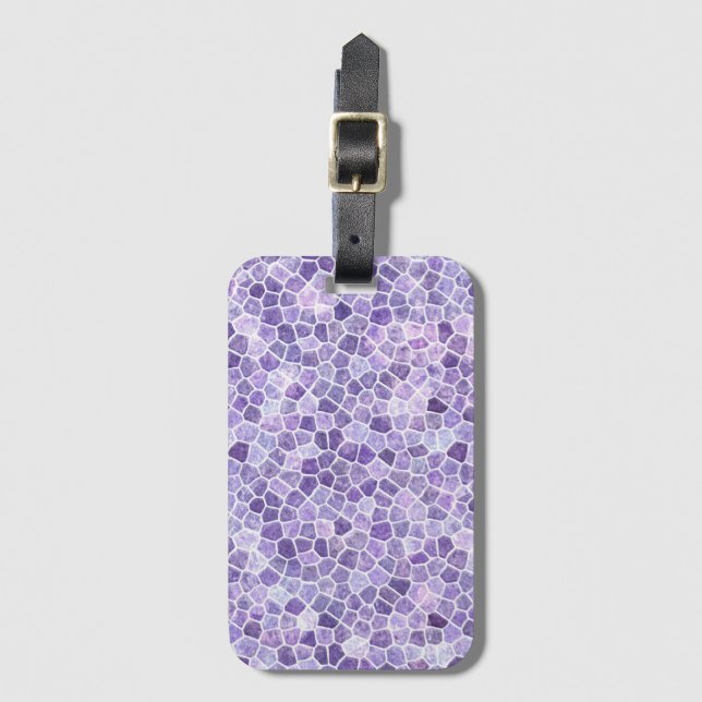 Blek Lilac och Lila Cobreds Patchwork Terrazo Pa Bagagebricka (Framsida vertikal)