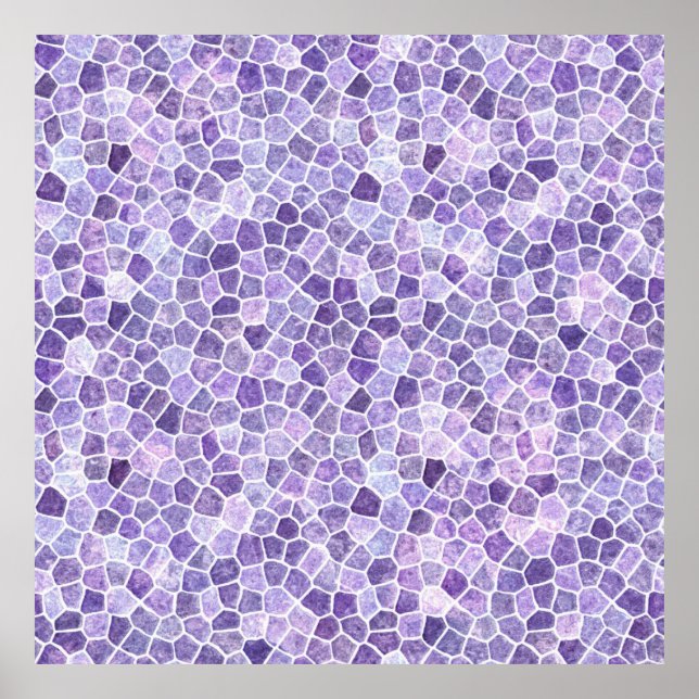 Blek Lilac och Lila Cobreds Patchwork Terrazo Pa Poster (Framsidan)