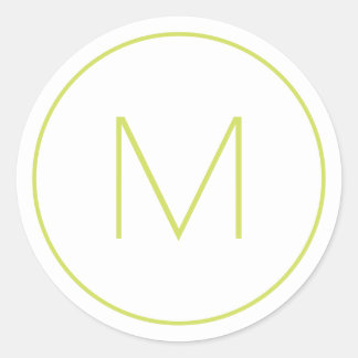 Blek Lime Minimalistisk Modern Monogram Runt Klistermärke