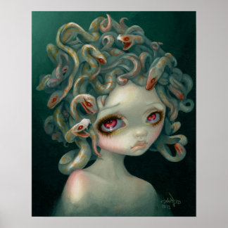 Blek Medusa ART PRINT pop surrealism stort öga kon Poster