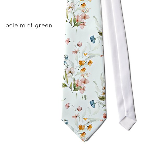 Blek Mint Cream, Initialer, färgstark Blommigt Slips (Skapare uppladdad)