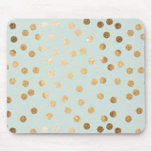 Blek Mint och Guld Glitter City Dots Musmatta