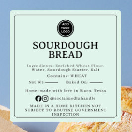 Blek Mint Sourdough Ingrediensats Kottskylt Fyrkantigt Klistermärke