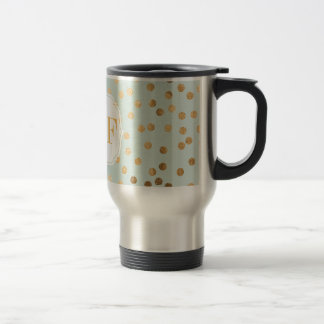 Blek Mintblått och den guld- glitterstaden pricker Resemugg