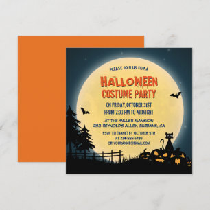 Blek Moonlight Spooky Night Himlar Halloween fest Inbjudningar