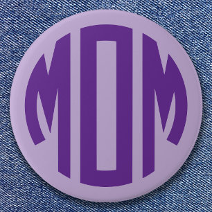 Blek och Royal Lila Circle Monogram MAMMA Knapp