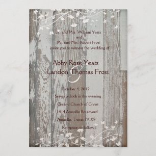Blek Old Wood look Wedding bjudande - Guld Tint Inbjudningar