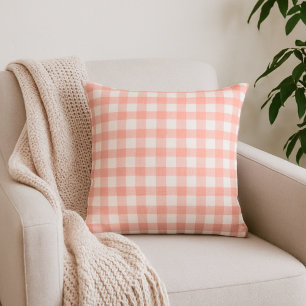 Blek Orange Gingham Play Dekorativ kudde