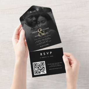 Blek överlagringsfoto Guld Et-tecken QR-kod Bröllo