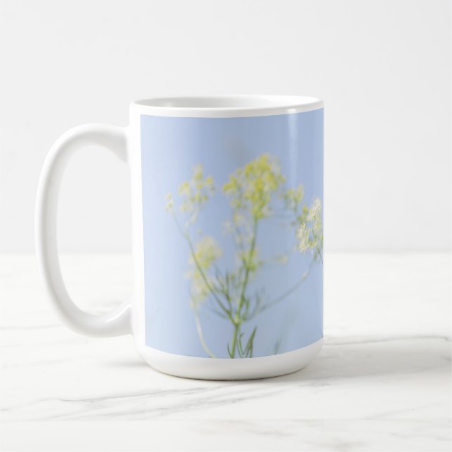 Blek Pastel Blå himmel Vild Flowers Meadow Kaffemugg (Vänster)