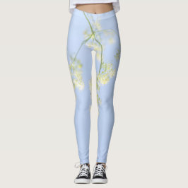 Blek Pastel Blå himmel Vild Flowers Meadow Leggings
