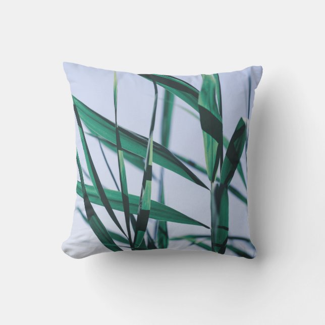 Blek Pastel Grönt Grass Reeds Kudde (Framsida)