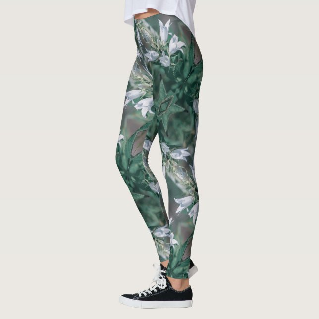 Blek Pastel Grönt Vit Vild Skuggor Leggings (Vänster)