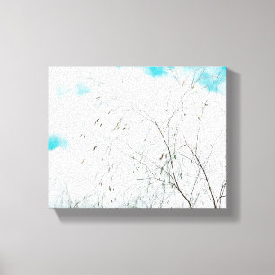 Blek Pastel Light Blue Turcos Träd Brunches Himlar Canvastryck