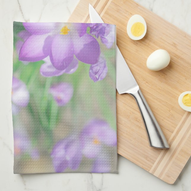 Blek Pastel Lila Crocus Flowers Kökshandduk (Vikt i Fjärdedel)