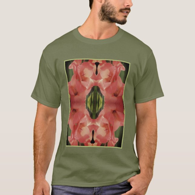 Blek Peach Gladiolus Flower Abstrakt T Shirt (Framsida)
