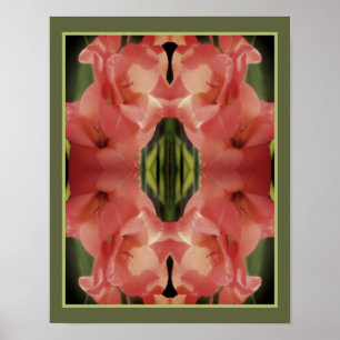 Blek Peach Gladiolus Flower Spegel Abstrakt Poster
