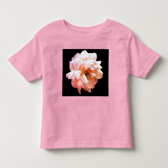 Blek Peach Peony på Black T Shirt (Framsida)
