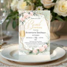 Blek Peachy Rosa Flowers Brunch och Bubly Shower Inbjudningar