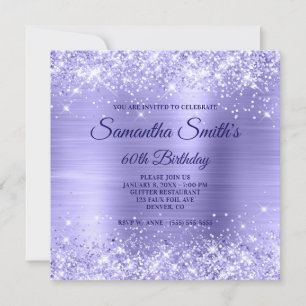 Blek Periwinkle Glitter och Foil 60 Birthday Inbjudningar