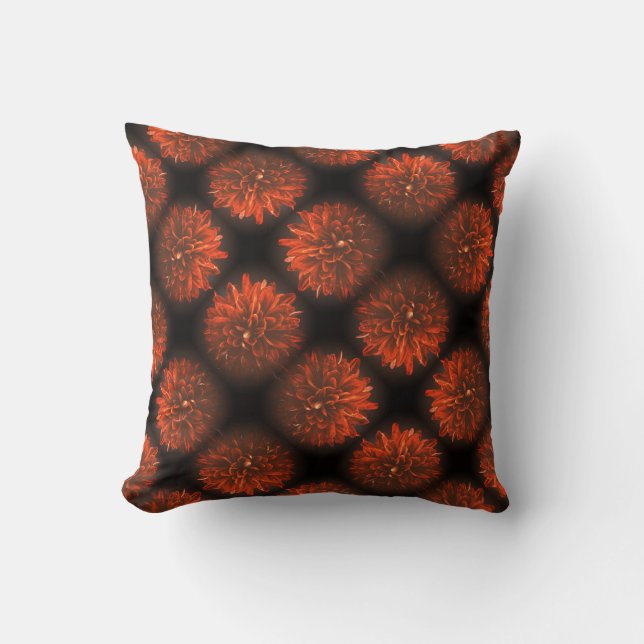 Blek Red Chrysanthemum Flower Cushion Dekorativ ku Kudde (Framsida)