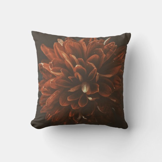 Blek Red Chrysanthemum Flower Cushion Dekorativ ku Kudde (Framsida)